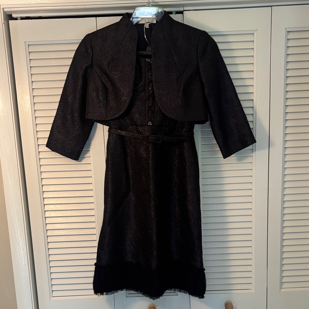 Badgley Mischka Elegant Black Long Sleeve Dress with Jacket